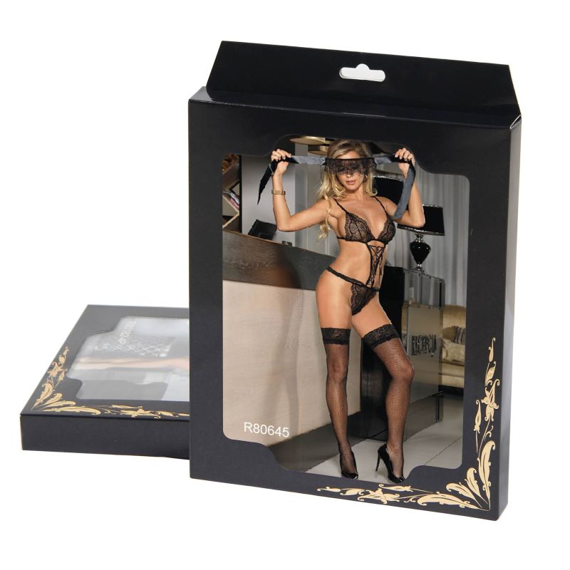 Комплект белья Star Night боди и повязка на глаза, чёрный, M-L вид 6