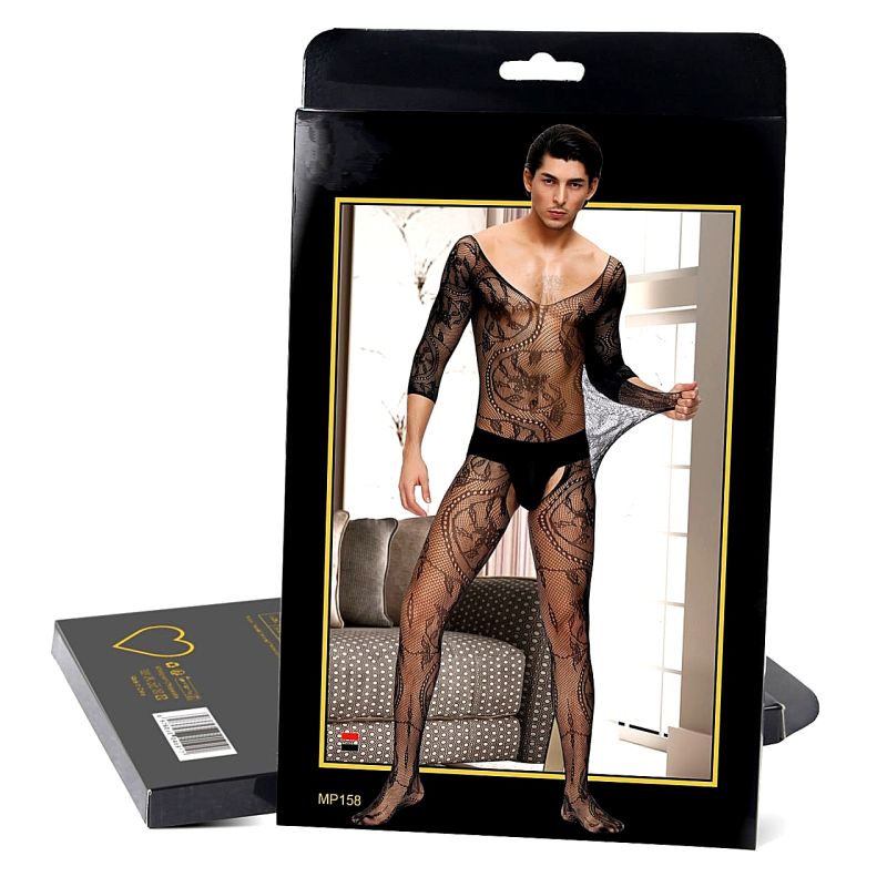 Чоловічий бодістокінг Star Night з доступом, в сіточку, чорний, XS-M вид 4