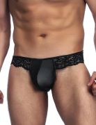 Труси чоловічі Star Night зі штучної шкіри з мереживом, чорні, M