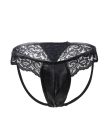 Мужские стринги Star Night с имитацией кожи и кружевом, чёрные, M вид 6