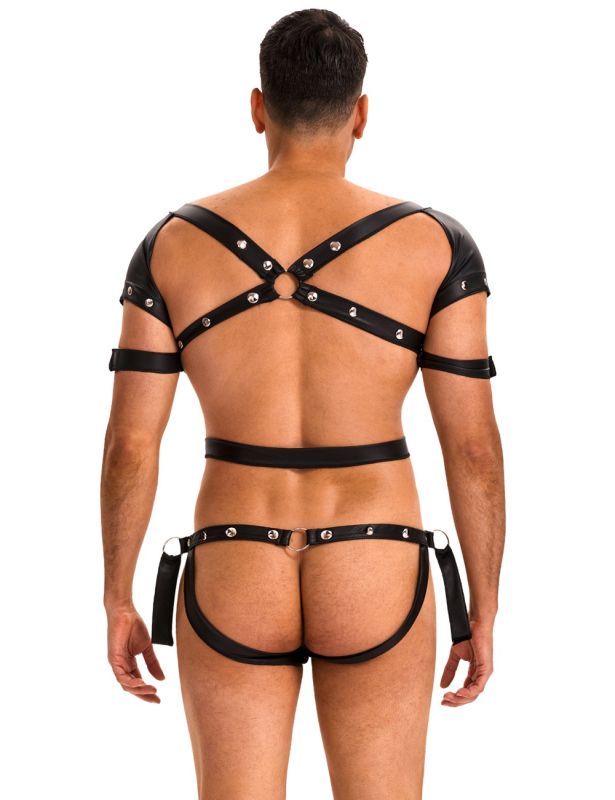 Боді-портупея чоловіча Star Night з обмежувачами та блискавкою, чорна, M вид 5