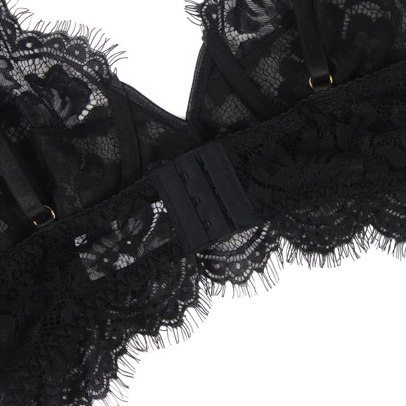 Мереживний комплект, ліф та трусики з поясом Star Night, чорний, XS-S вид 9