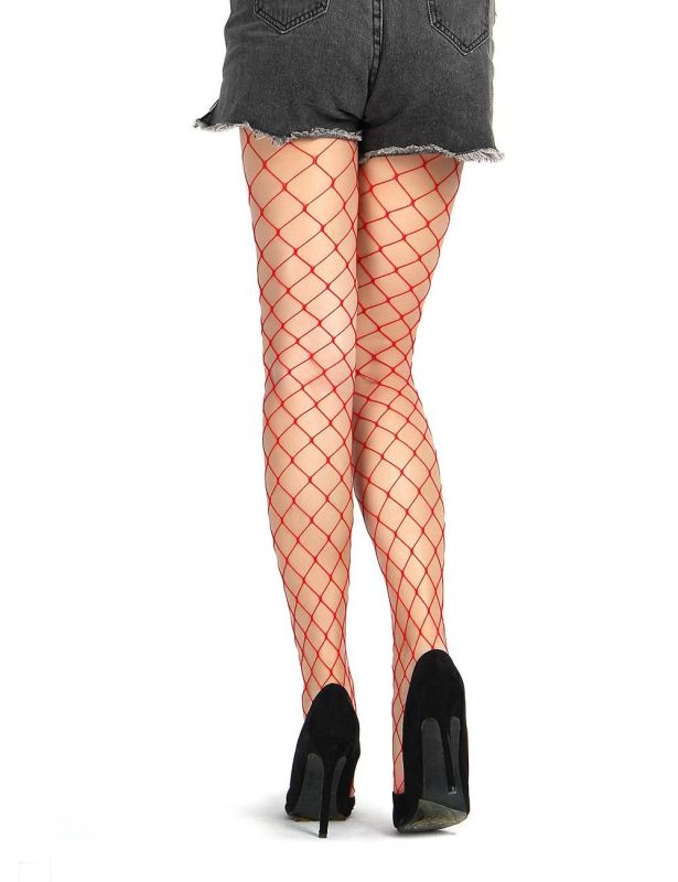 Колготки в крупную сетку Star Night, красные, XS-M вид 5