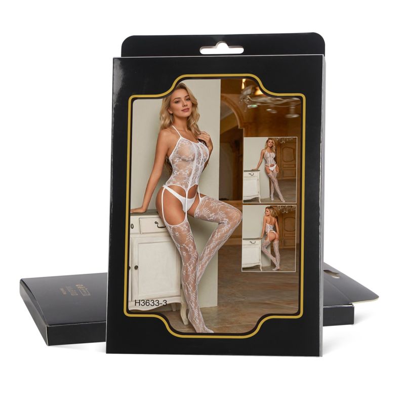 Комбинезон с узорами Star Night с имитацией чулок, белый, XS-M вид 6