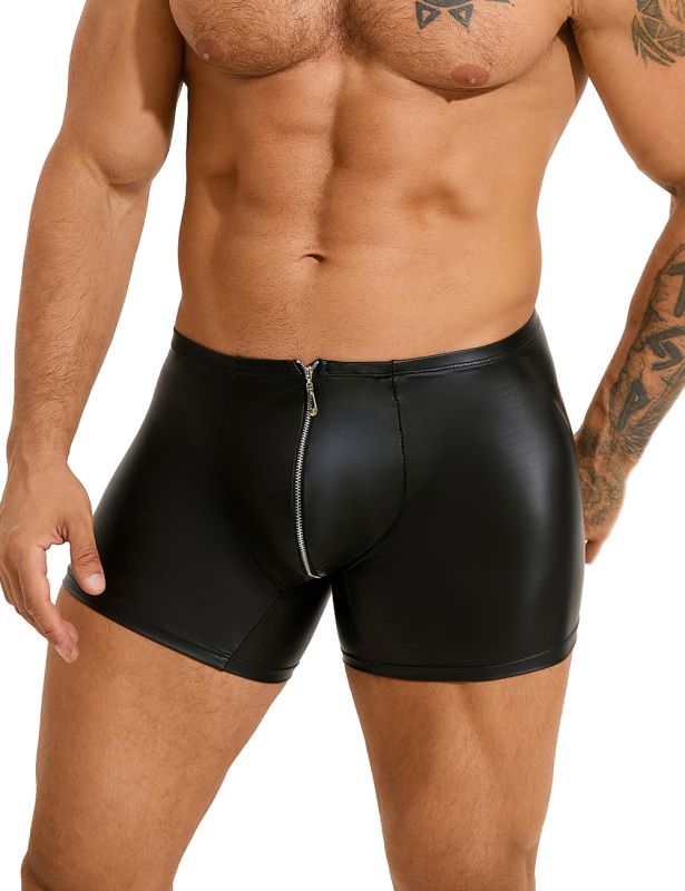 Труси на блискавці, чоловічі Star Night з імітацією шкіри, чорні, L вид 2