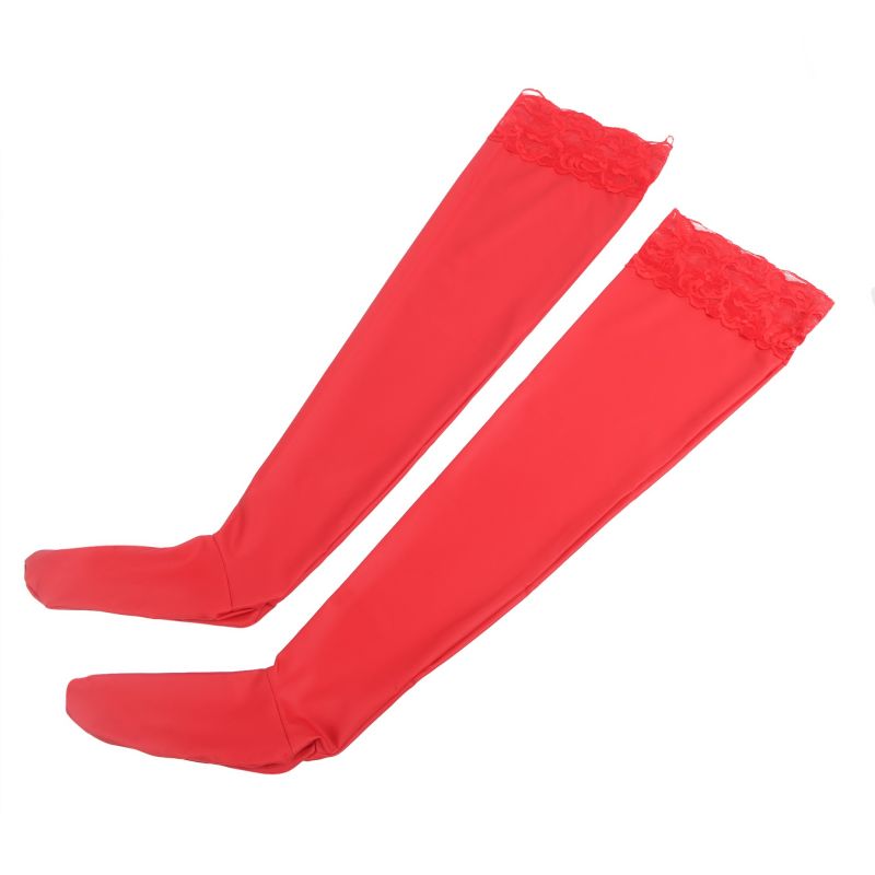 Чулки эластичные Star Night с кружевной коронкой, красные, XS-L вид 5