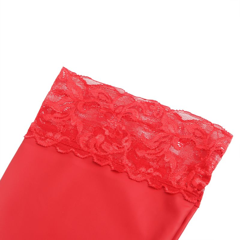 Чулки эластичные Star Night с кружевной коронкой, красные, XS-L вид 6
