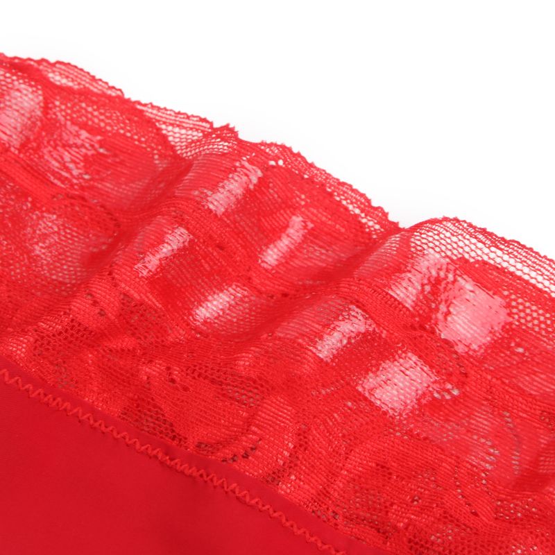 Чулки эластичные Star Night с кружевной коронкой, красные, XS-L вид 7