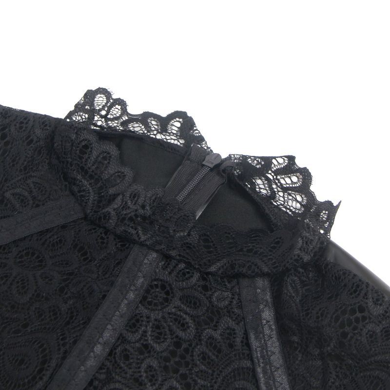 Платье с кружевом Star Night с имитацией винила, черное, S вид 7