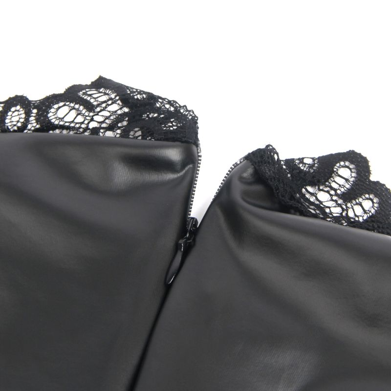 Платье с кружевом Star Night с имитацией винила, черное, S вид 9