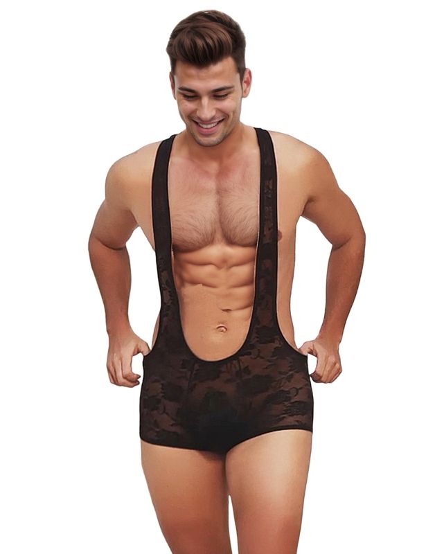 Мужской комбинезон-шорты Star Night кружевной, черный, XL вид 4