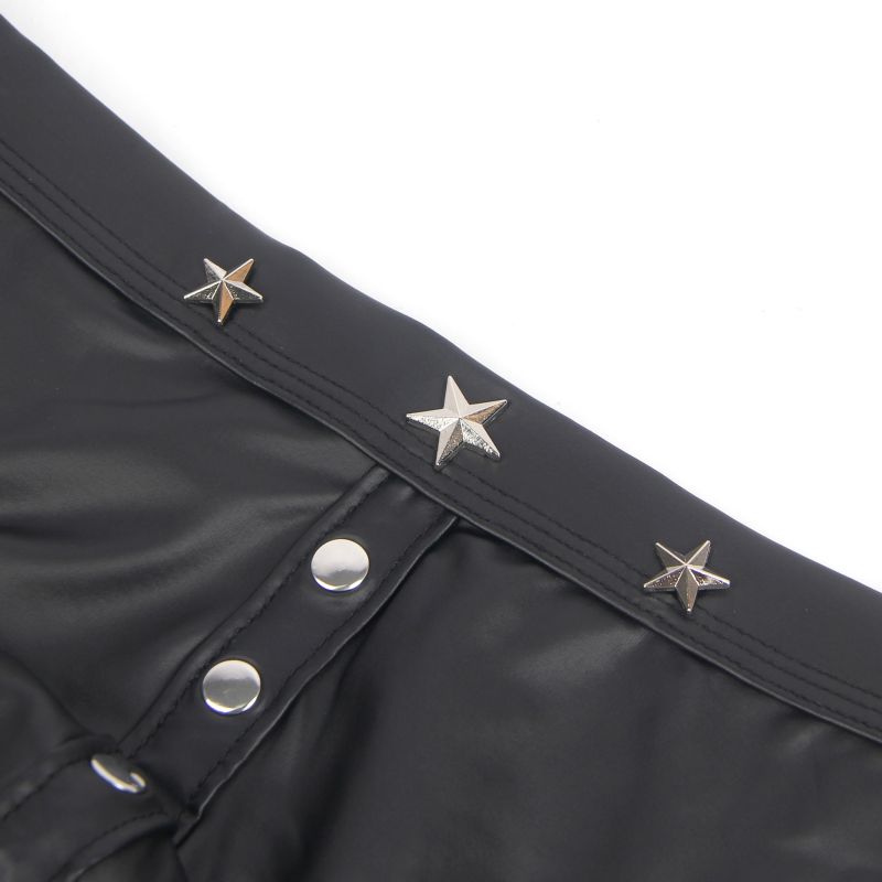 Чоловічі труси із заклепками Star Night з імітацією шкіри, чорні, XL вид 8