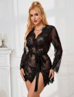 Кружевной халат Star Night с поясом и трусиками, черный, M-L вид 3
