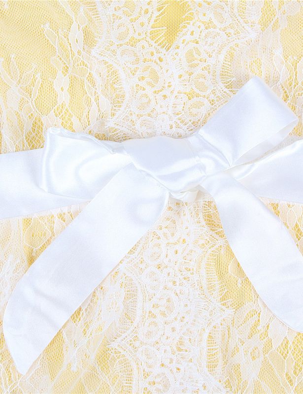 Кружевной халат Star Night с поясом и стрингами, белый, XS-S вид 7