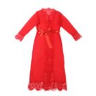 Халатик Star Night з поясом та мереживом, червоний, XS-S вид 5