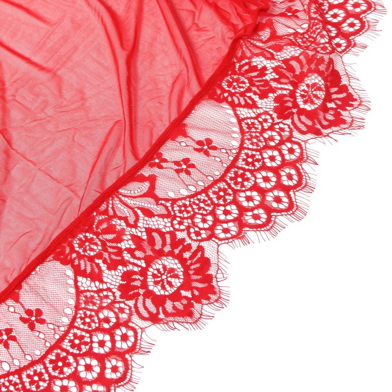 Халатик Star Night с поясом и кружевом, красный, XS-S вид 8