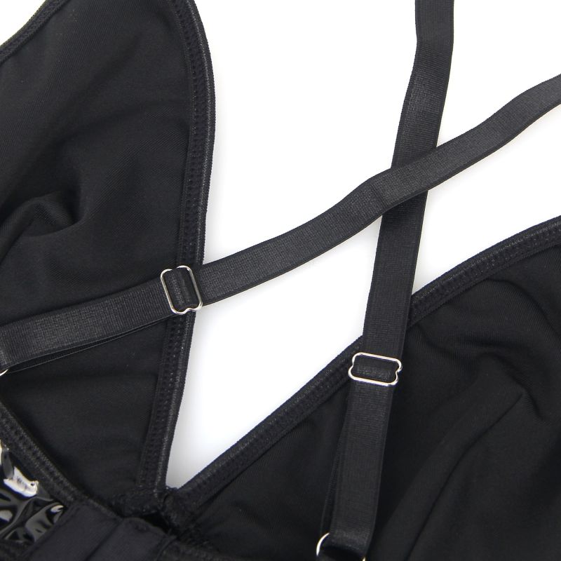 Платье с чокером, глянцевое Star Night Wet Look с имитацией винила, черное, L вид 10