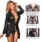 Кружевной халат Star Night с поясом и трусиками, черный, XS-S вид 8