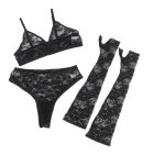 Комплект белья с перчатками Star Night кружевной, черный, XS-S вид 7