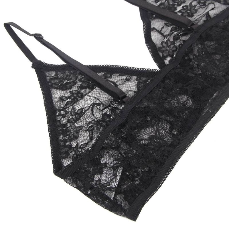 Комплект белья с перчатками Star Night кружевной, черный, XS-S вид 8