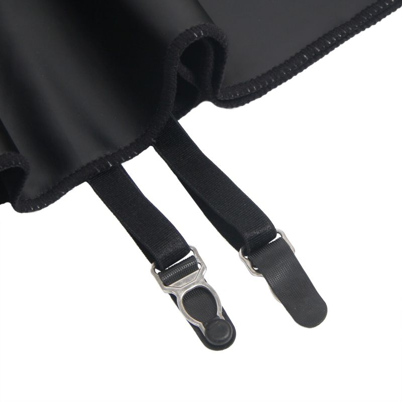 Мини-платье с молнией и подтяжками Star Night с имитации кожи, черное, S вид 9