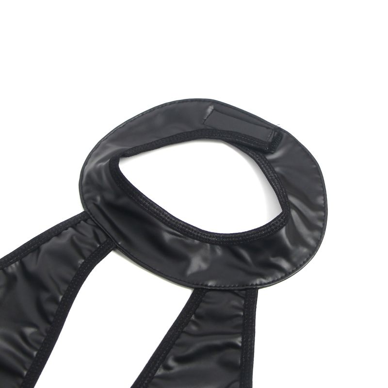 Мини-платье с молнией и подтяжками Star Night с имитации кожи, черное, S вид 10