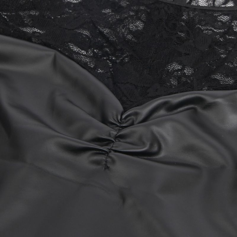 Платье с кружевом Star Night с имитацией кожи, черное, S вид 12