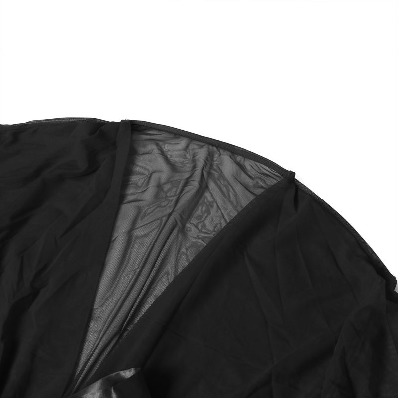 Халат Star Night с кружевом и поясом, черный, XS-S вид 12