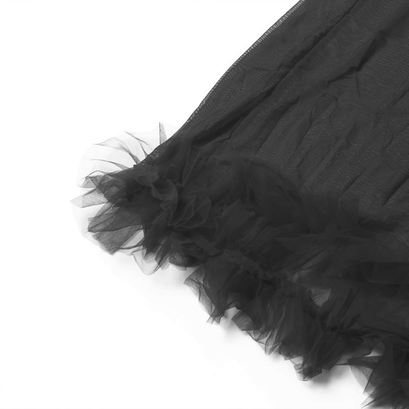 Халат Star Night с кружевом и поясом, черный, XS-S вид 13