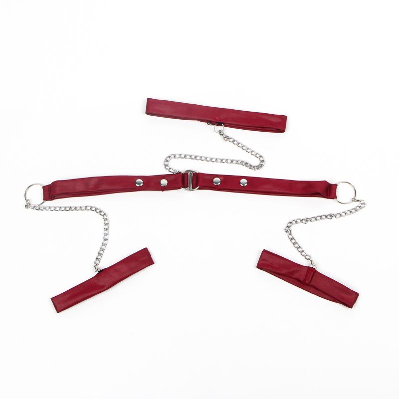 Платье с кружевом Star Night с ошейником и наручниками, бордово-черное, XS-S вид 7