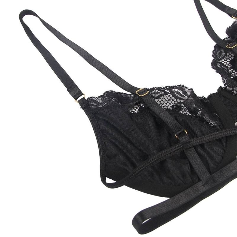 Комплект белья кружевной Star Night с поясом для чулок, черный, XS-S вид 11