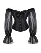 Корсет із рукавами Star Night 12 Plastic Bones на зав'язках стрічках, чорний, XS