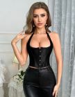 Корсет на завязках лентах с бретелями Star Night 12 Plastic Bones с поддержкой бюста, черный, S вид 3