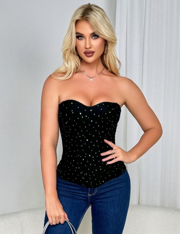 Корсет со стразами Star Night 6 Plastic Bones черный, XS вид 3