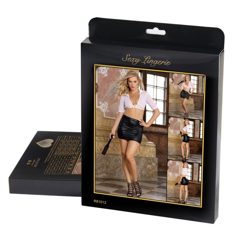 Костюм секретарки Star Night сорочка та спідниця, чорно-білий, XS-S вид 9