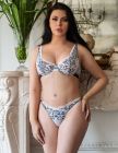 Комплект белья кружевной Star Night с цветочным принтом, черно-белый, 3XL–4XL вид 3