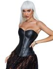 Корсет із застібкою блискавкою Star Night Sexy Leather та шнурівкою, чорний, XS (без коробки) вид 4