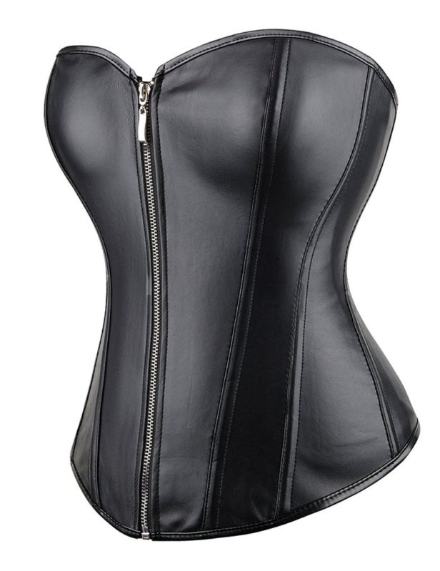 Корсет із застібкою блискавкою Star Night Sexy Leather та шнурівкою, чорний, XS (без коробки) вид 6