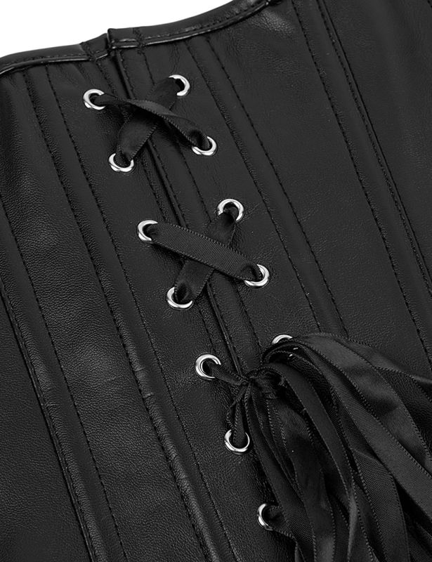 Корсет із застібкою блискавкою Star Night Sexy Leather та шнурівкою, чорний, XS (без коробки) вид 10