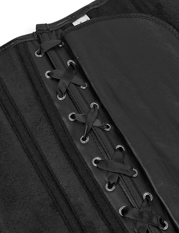 Корсет із застібкою блискавкою Star Night Sexy Leather та шнурівкою, чорний, XS (без коробки) вид 11
