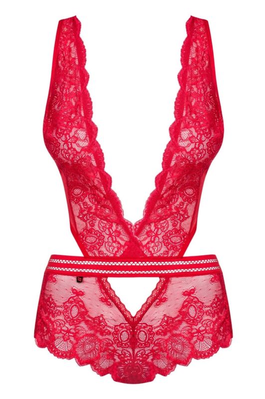 Боди кружевное Obsessive 853-TED-3 Teddy красное, L-XL вид 4