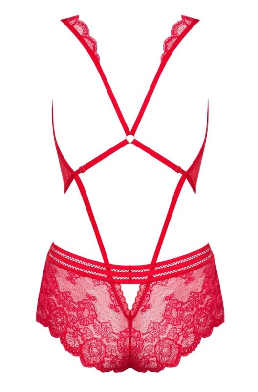 Боди кружевное Obsessive 853-TED-3 Teddy красное, L-XL вид 5