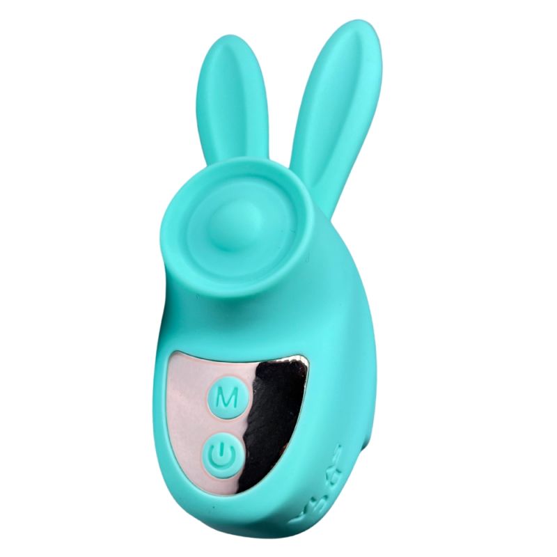 Вібростимулятор на палець Зайчик Passion Play, 12 режимів вібрації + 3 інтенсивності, бірюзовий вид 2