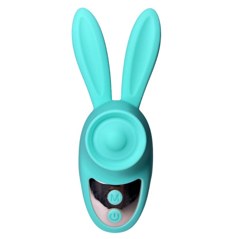 Вибростимулятор на палец Зайчик Passion Play, 12 режимов вибрации + 3 интенсивности, бирюзовый вид 3