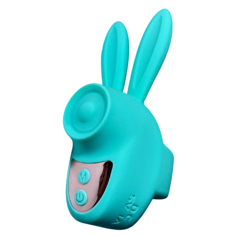 Вібростимулятор на палець Зайчик Passion Play, 12 режимів вібрації + 3 інтенсивності, бірюзовий вид 5