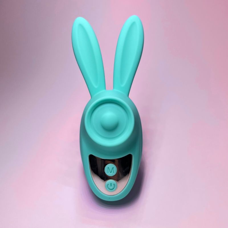 Вібростимулятор на палець Зайчик Passion Play, 12 режимів вібрації + 3 інтенсивності, бірюзовий вид 8