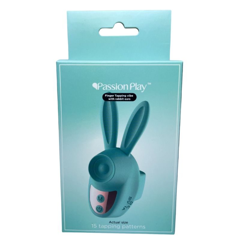Вібростимулятор на палець Зайчик Passion Play, 12 режимів вібрації + 3 інтенсивності, бірюзовий вид 9