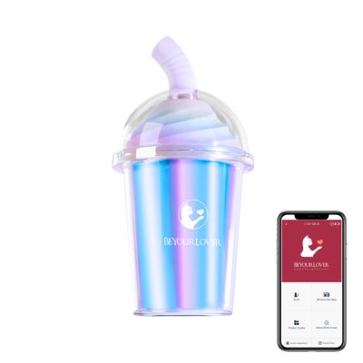 Вакуумний стимулятор у формі стаканчика з трубочкою BeYourLover Joy Cup голубий, 9.1 см х 4.6 см