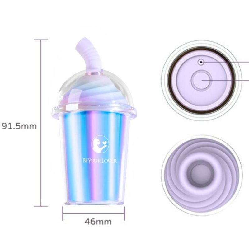 Вакуумний стимулятор у формі стаканчика з трубочкою BeYourLover Joy Cup голубий, 9.1 см х 4.6 см вид 9