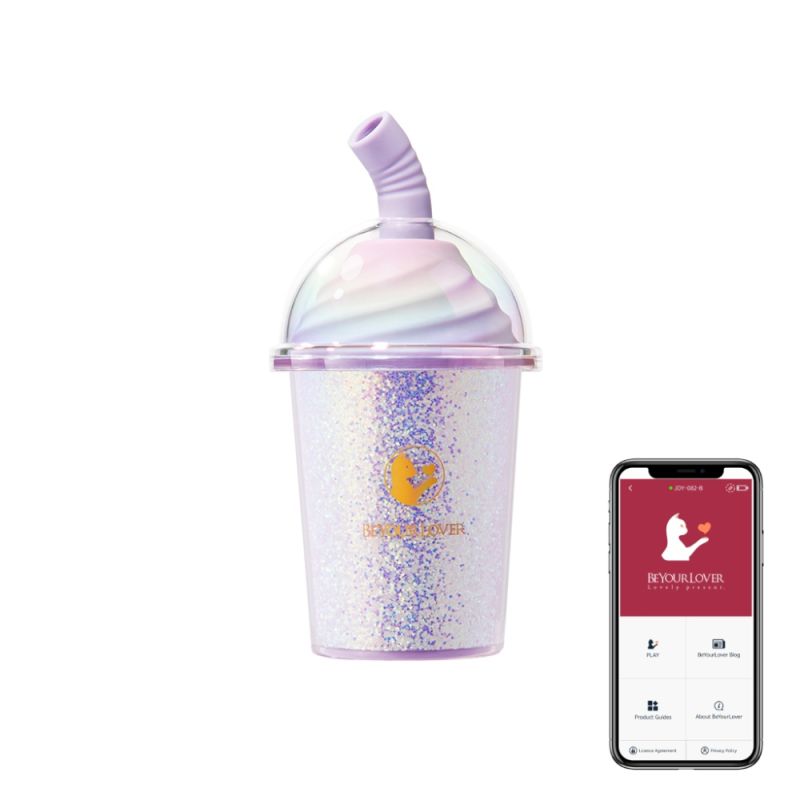 Вакуумний стимулятор у формі стаканчика з трубочкою BeYourLover Joy Cup сяючий бузковий, 9.1 см х 4.6 см вид 2